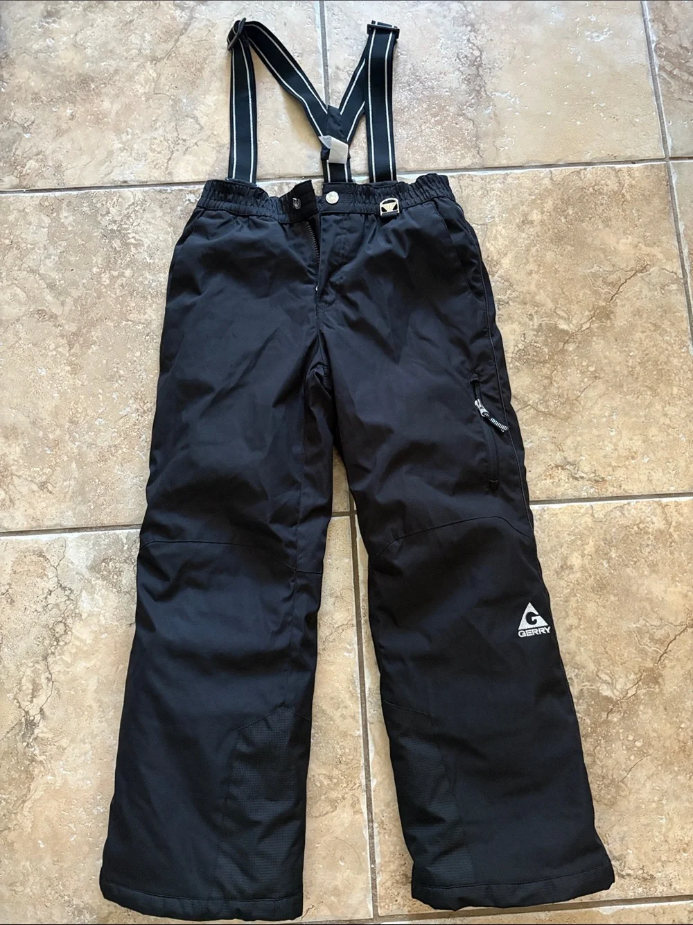 Black Kids Gerry Snow pants with Striped Suspenders size medium-10/12